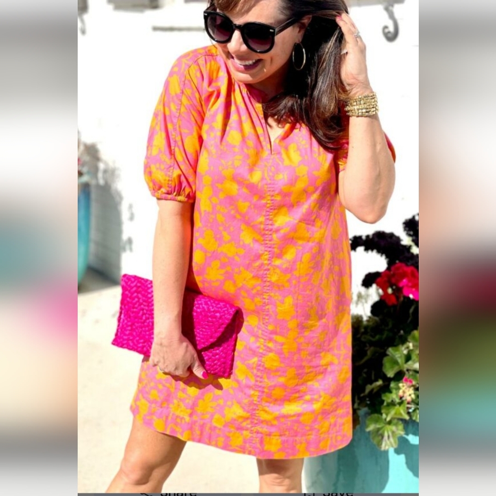 Free Assembly Shift Dress Pink and Orange Floral Print